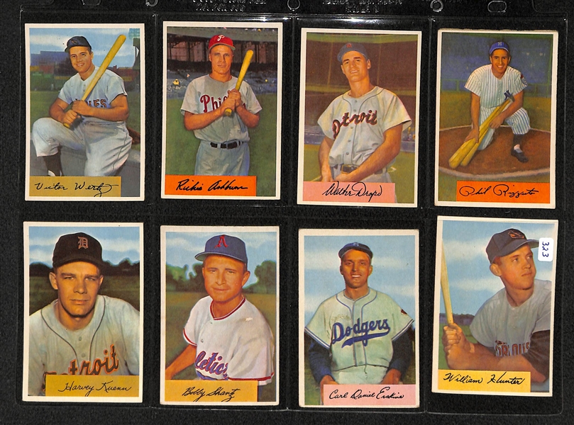Lot Of 22 1954 Bowman Baseball Cards w/ Phil Rizzuto & Richie Ashburn
